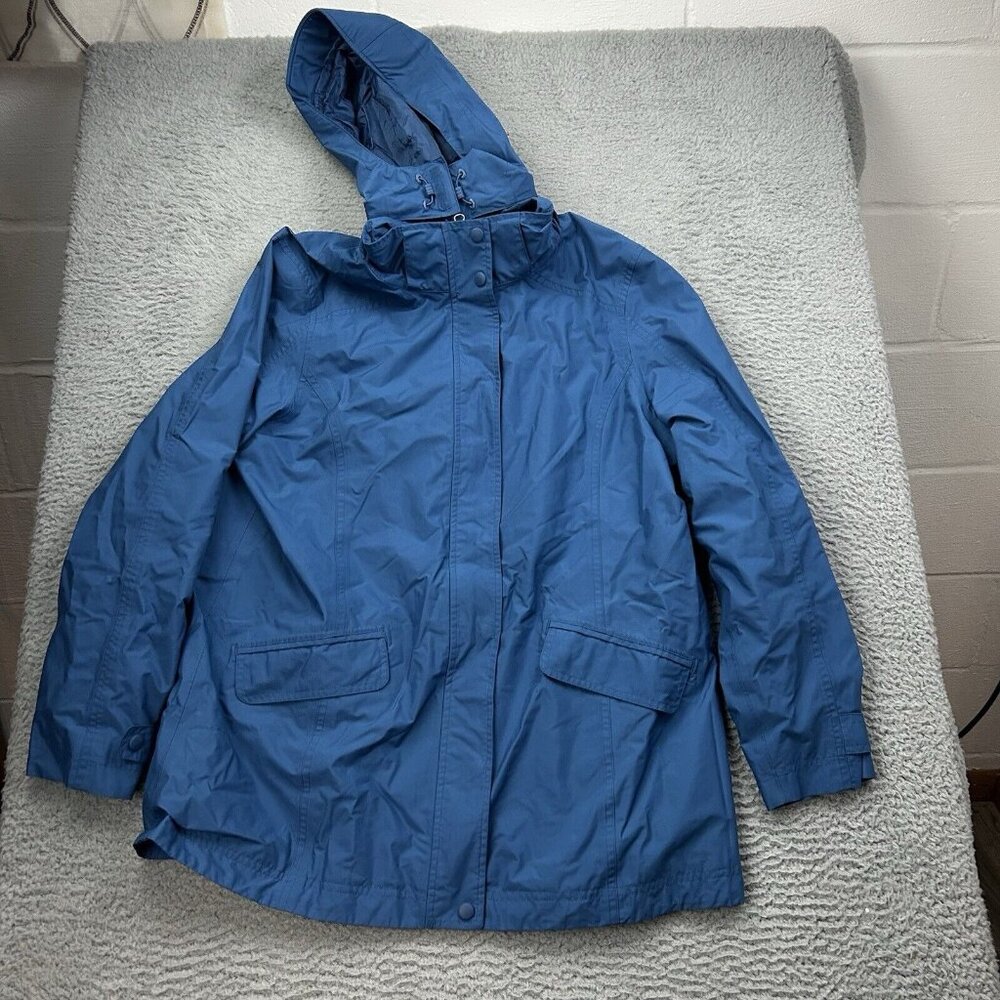 LL Bean Windbreaker Women’s Jacket Blue Size Large Regular Hood